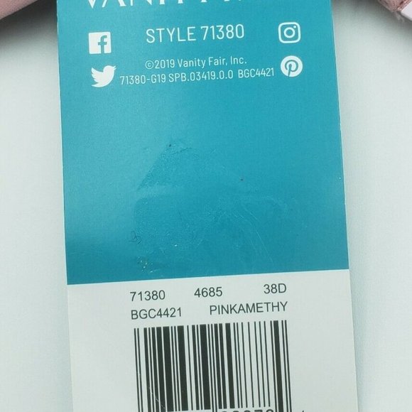 Vanity Fair Beauty Back Wire-Free Bra 38D Pink 71380 New with Tags - Picture 7 of 9